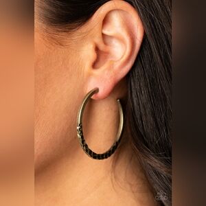 Imprinted Intensity Brass Hoop Earrings